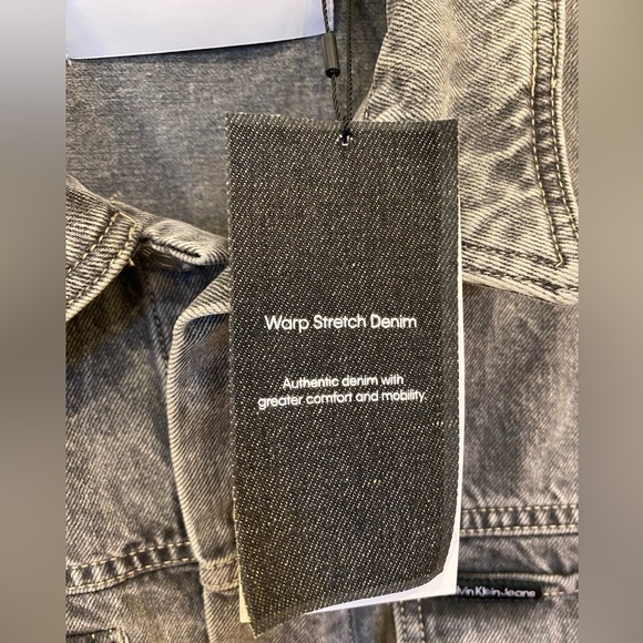 Calvin Klein Men’s Palmer Denim Utility Trucker Jacket NWT Gray Relaxed Fit M - Picture 6 of 15